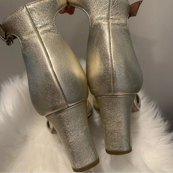 Tabitha Simmons Metallic Gold Open Toe Heel Sandals Size 5.5 - Picture 8 of 11